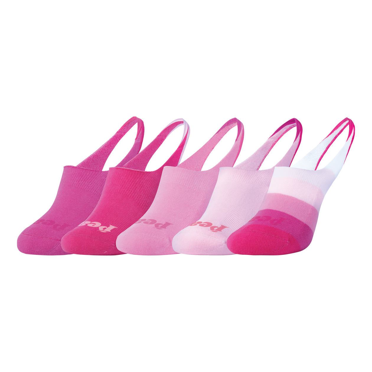 Pink Collection- 5 pair  Heelless No-Show V2
